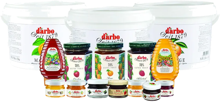 Darbo preserves, honey and catering tubs.