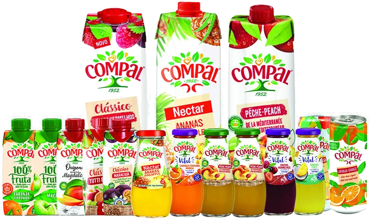 Compal juices and nectars in cartons, bottles and cans.