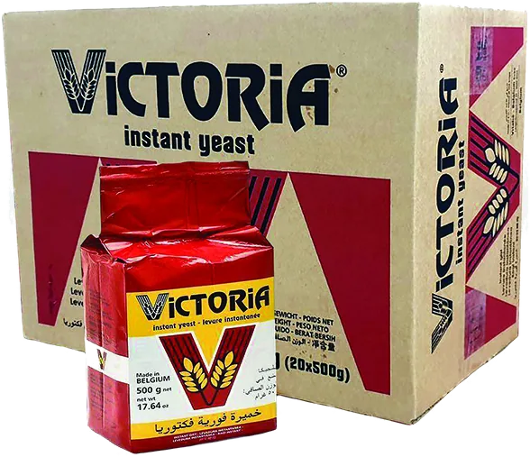 Victoria instant yeast retail packs and carton.